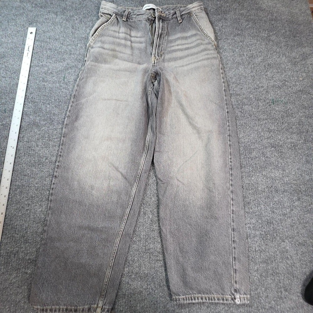 Bershka Jeans Womens 4 Gray Charcoal Wash Relaxed Straight 26x28.5 Denim Casual
